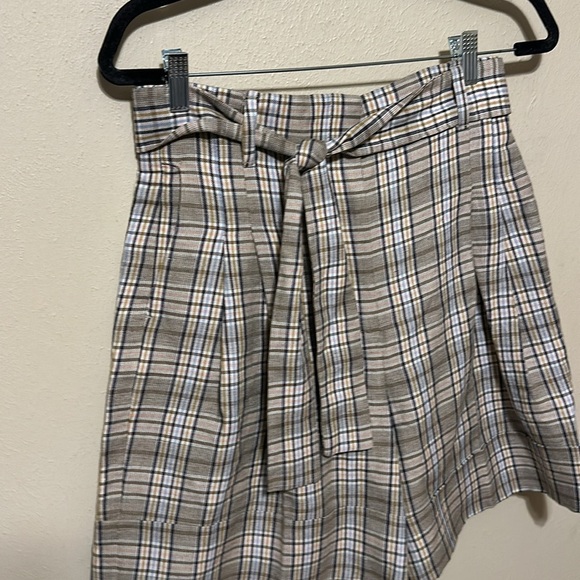 Massimo Dutti Check Linen Blend Bermuda Shorts Size 6 - Picture 3 of 9